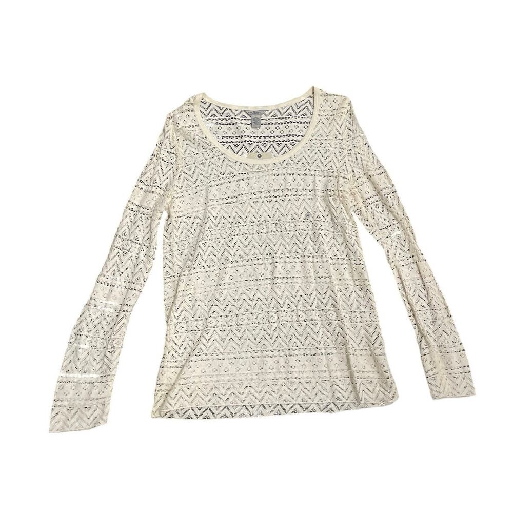 G. H. Bass Open Weaved Lace Long Sleeve Shirt Size M NWT Bohemian Chic Crochet